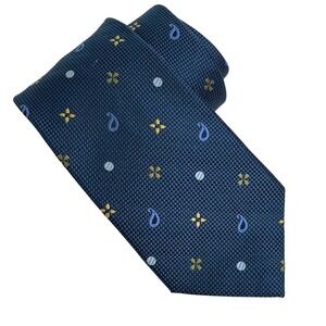 Ben Sherman Necktie Teal Paisley Geometric Mixed‎ Pattern Tie